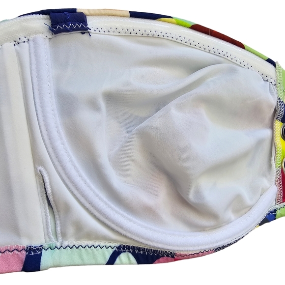 SHAN Alice Floral Print Lace Up Removable Strap Bandeau Swim Top Size 12 - Picture 9 of 12